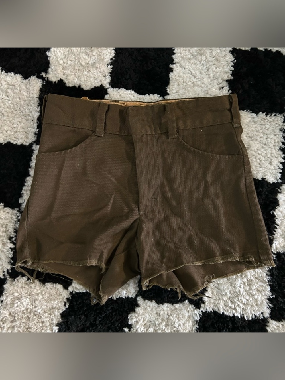 Vintage 70s Corduroy Sears Boys Perma-Press Shorts Brown Cut Distressed 12 Slim